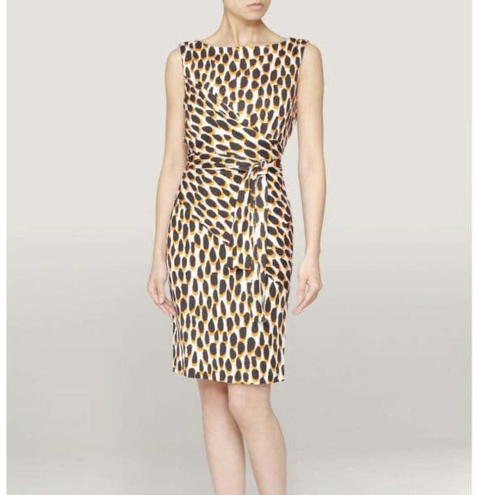 Diane von Furstenberg (DVF) Shina Silk Printed Mini Dress Womens 2 White Black